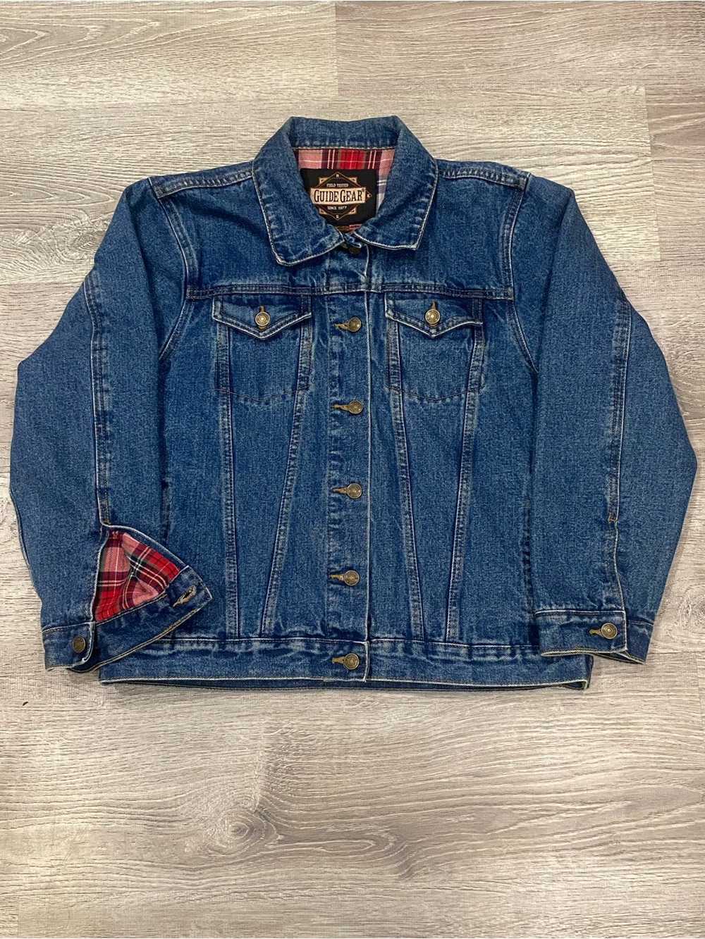 Vintage Guide Gear Flannel Lined Denim Trucker Jacket Men's L